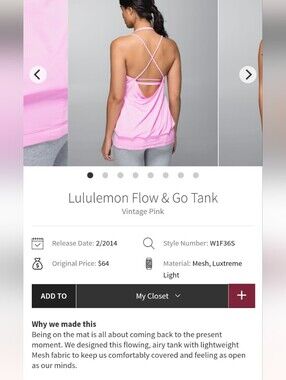 Lululemon Mint Green Strappy "Flow and Go" Tank with Built-In Bra Size 6